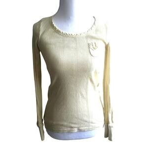 Y2K Old Navy sz S ribbed Henley Elaina Ebert Bella swan cream vintage preppy